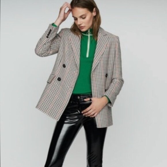 Maje Voldi Checked Double-Breasted Blazer Size 36 Small - Picture 2 of 7